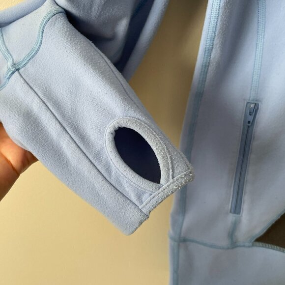 Lululemon In Stride Jacket Activewear Full Zip Mock Neck Thumbholes Blue 6 - Picture 7 of 10